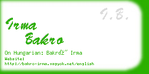 irma bakro business card